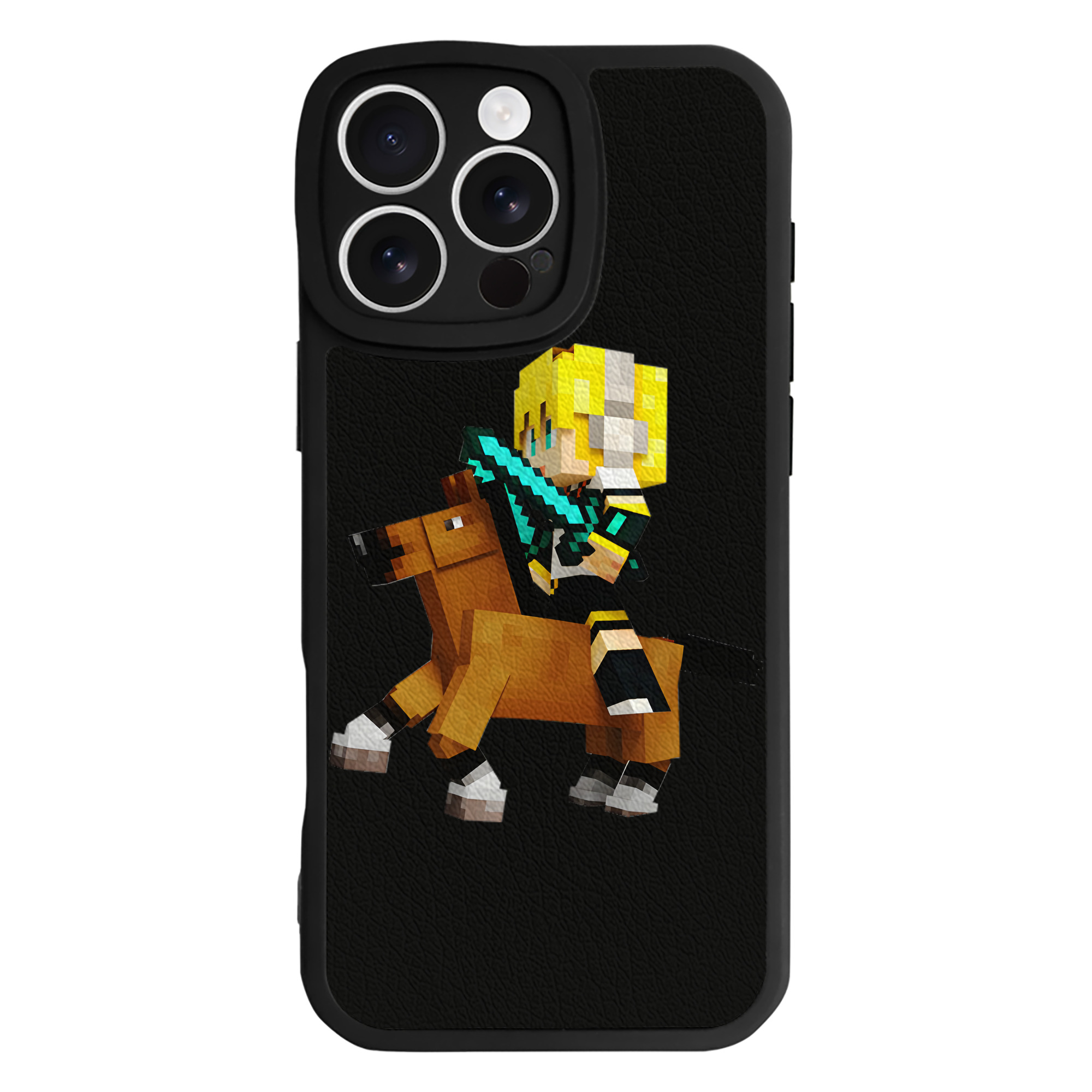 （画像用） マインクラフト ブロックの世界 Minecraft MC Block world 【iPhone 16シリーズ対応】シリコンスマホケース（レザー調） 材質：シリコン